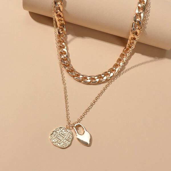 

Heart Lock Chain Necklace, Gold