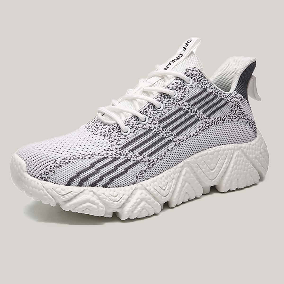 

Guys Lace-up Front Striped Graphic Knit Sneakers, Grey