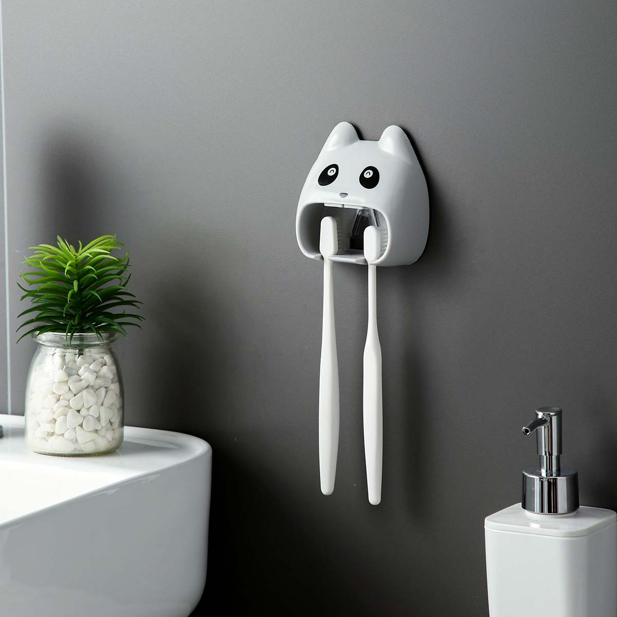 Cartoon Design Toothbrush Holder, Grey