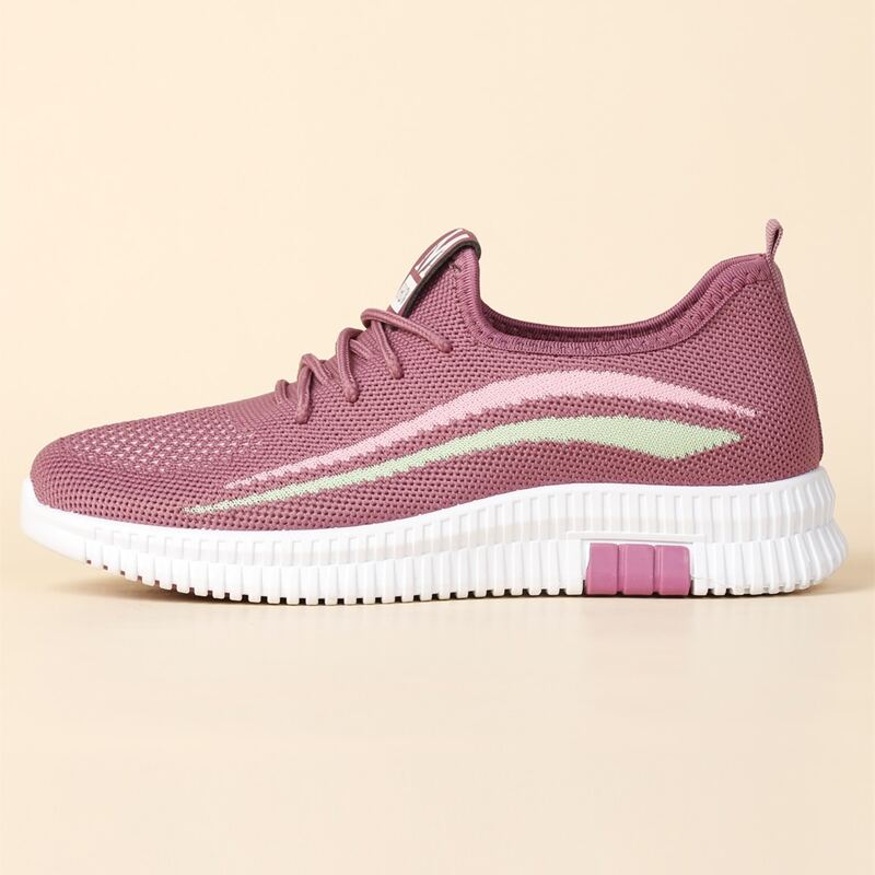 

Lace Up Decor Knit Sneakers, Purple