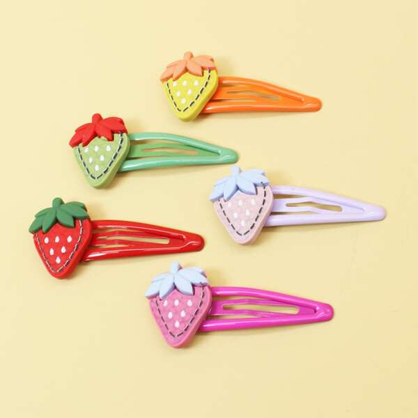 

5pcs Baby Strawberry Decor Hair Clip, Multicolor