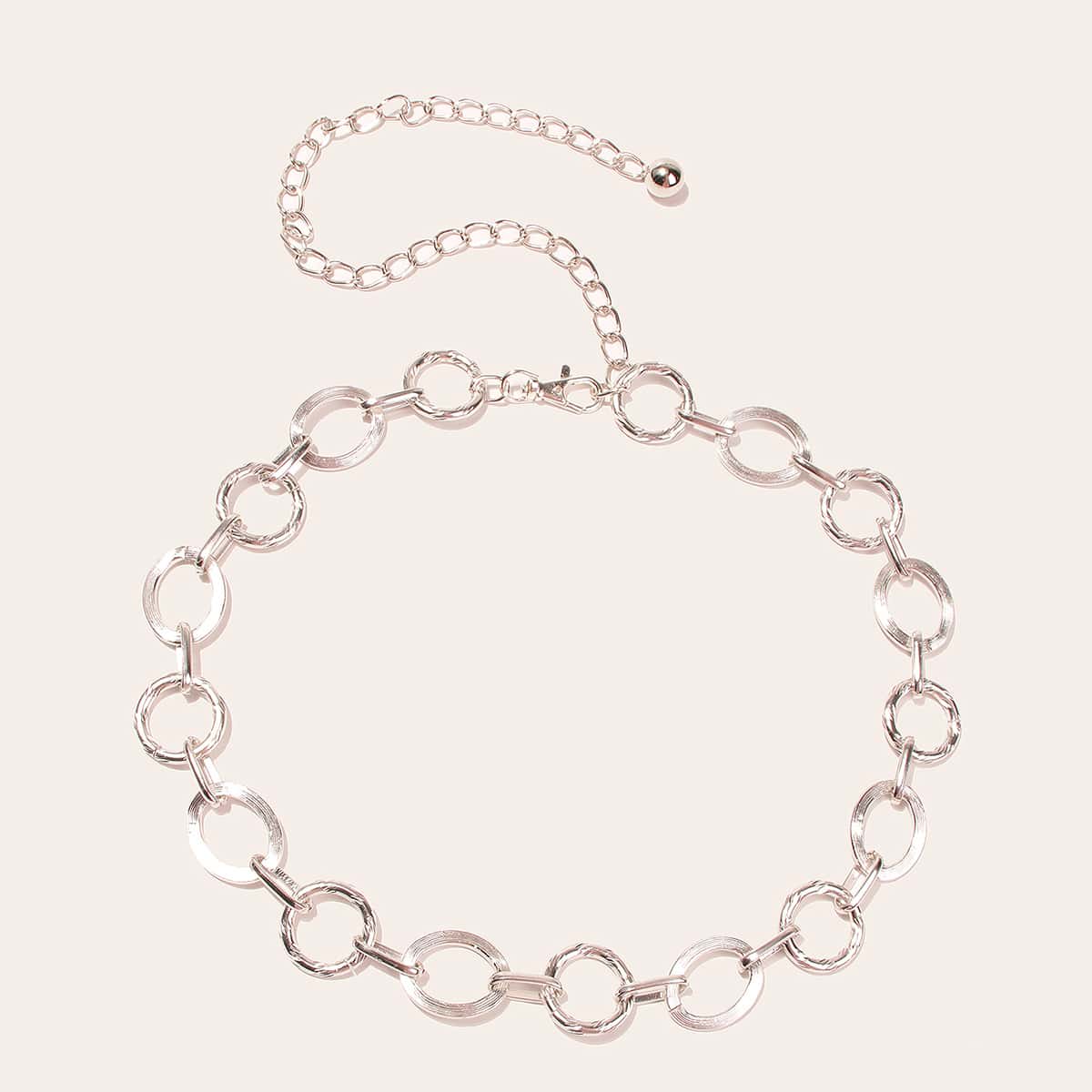 

Hollow Out Round Chain Belt, Silver