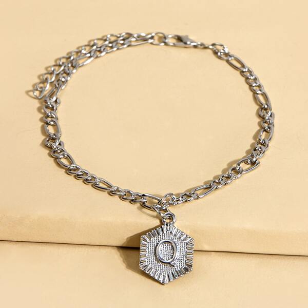 

Letter Decor Chain Anklet, Silver