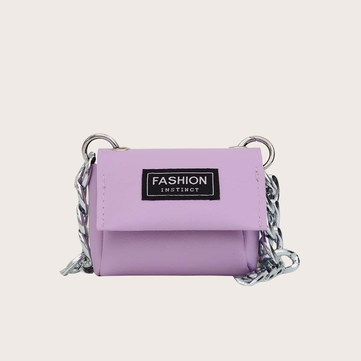 

Letter Mini Chain Crossbody Bag, Pastel lilac purple