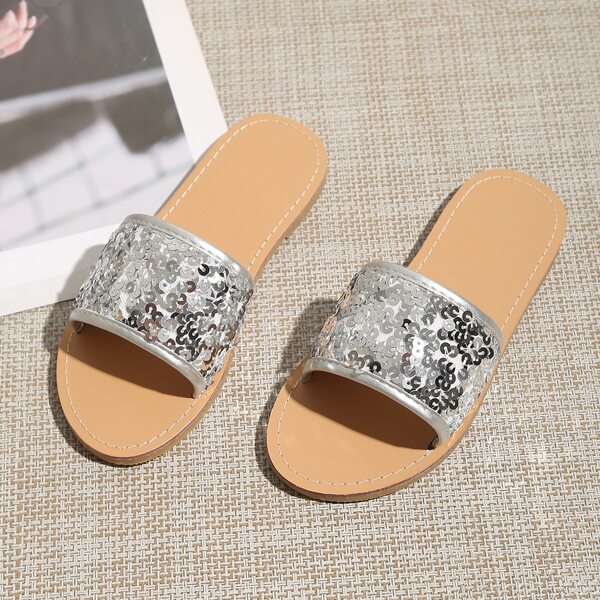 

Toddler Girls Sequin Decor Slides, Silver