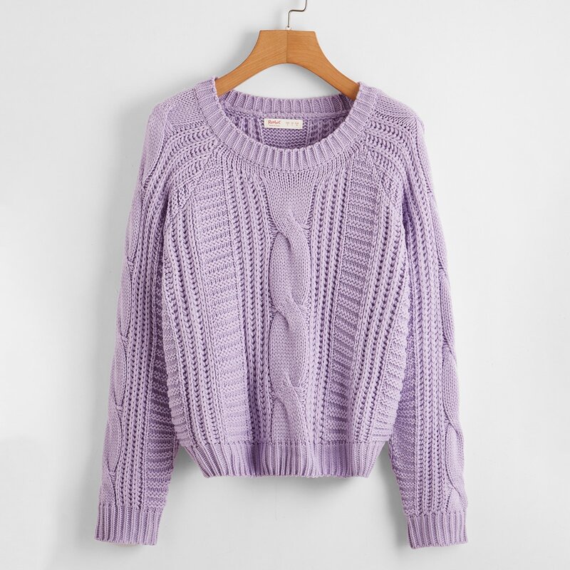 

Cable Knit Purple Sweater, Lilac purple