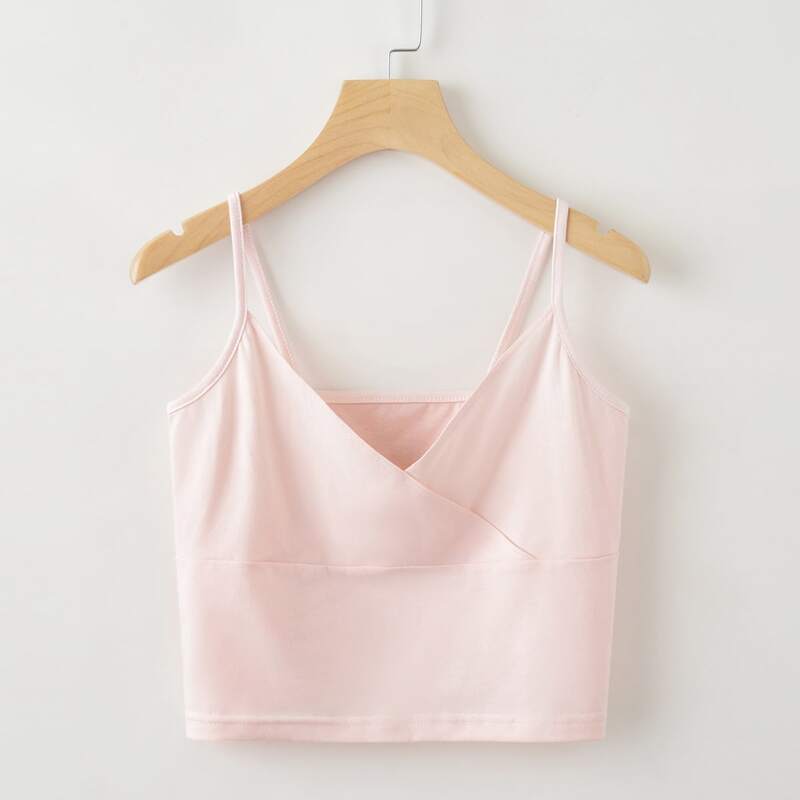 

Solid Wrap Crop Cami, Baby pink