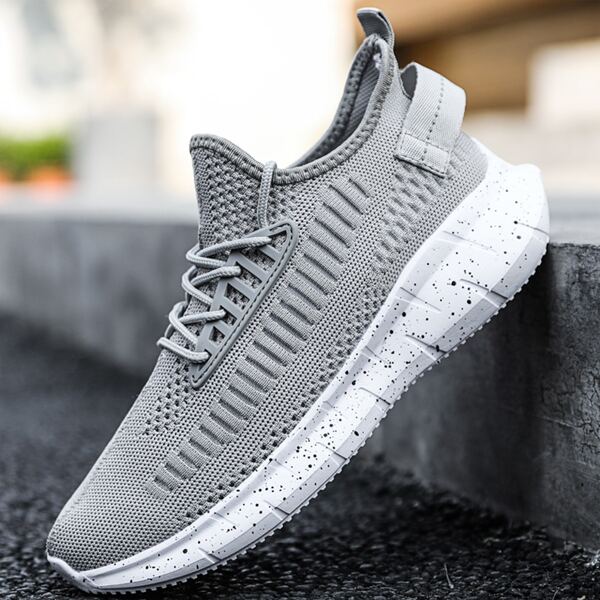 

Men Lace Up Decor Knit Sneakers, Grey