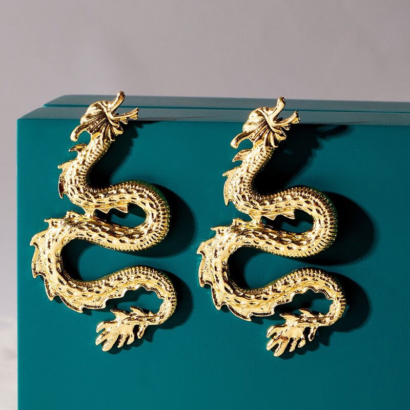 

Dragon Drop Earrings, Gold