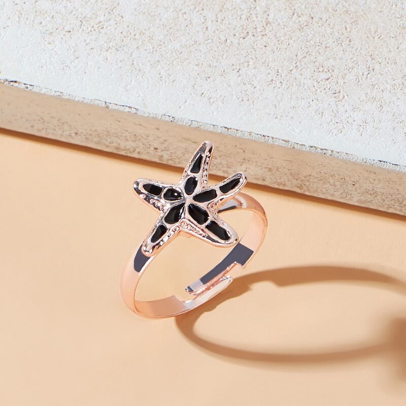 

1pc Starfish Ring, Black