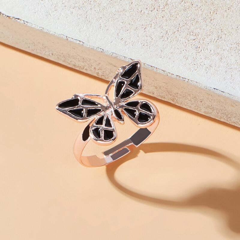 

1pc Butterfly Ring, Black