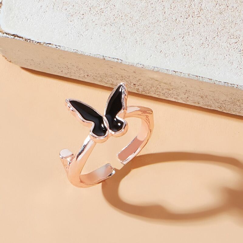 

1pc Butterfly Ring, Black