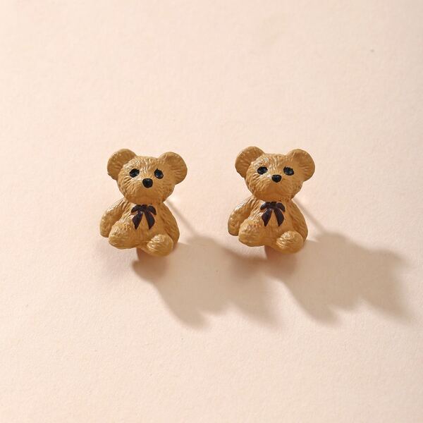 

Bear Shaped Stud Earrings, Camel