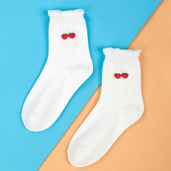 

Fruit Pattern Socks, White