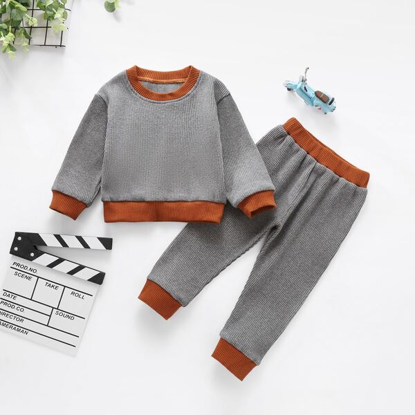 

Toddler Boys Rib-knit Top & Pants, Grey