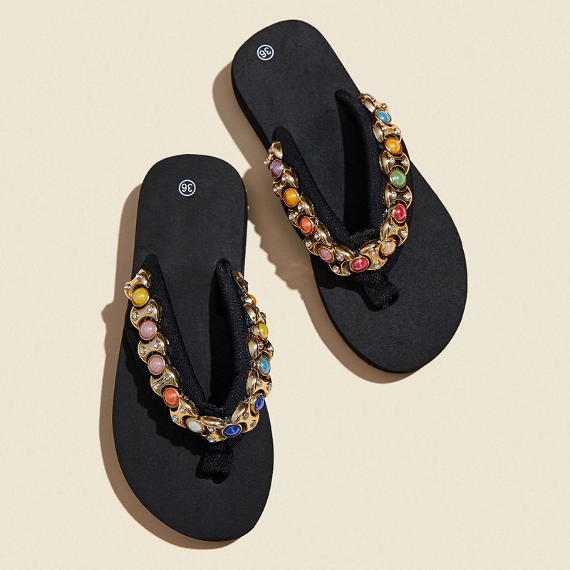 

Rhinestone Toe Post Slippers, Multicolor