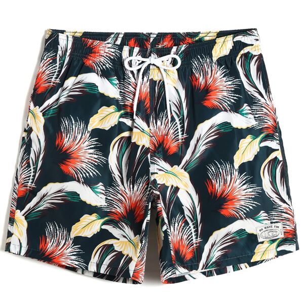 

Men Plants Print Swim Trunks, Multicolor