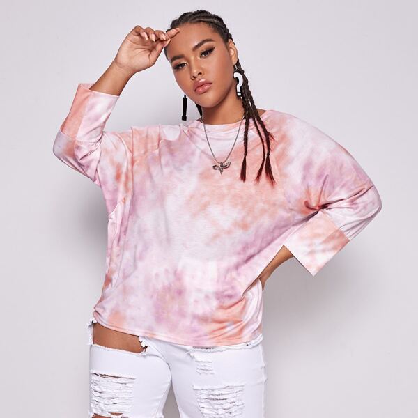 

Plus Tie Dye Raglan Sleeve Tee, Multicolor