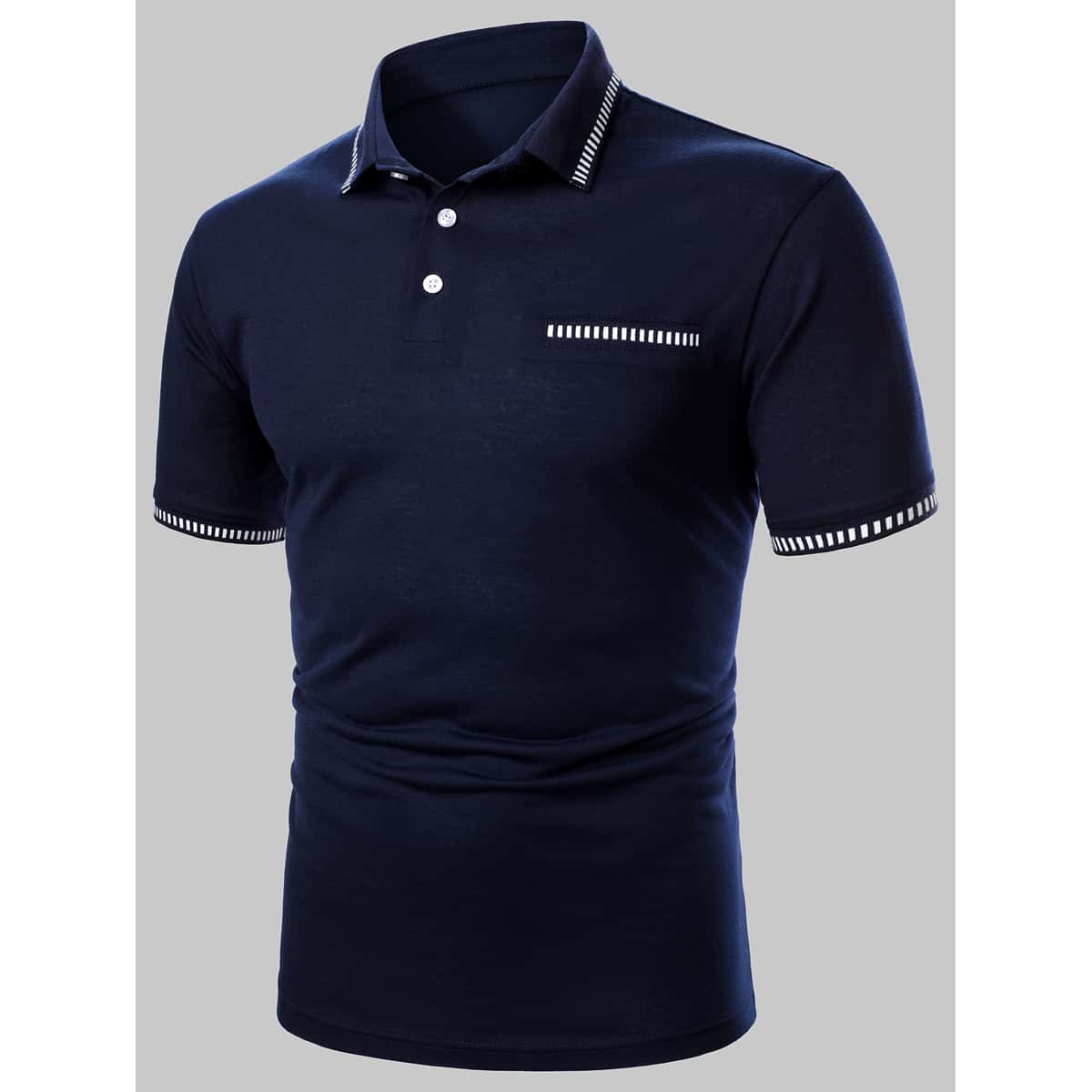 

Guys Striped Tape Polo Shirt, Navy blue