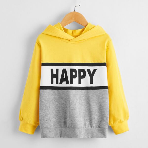 

Boys Letter Graphic Colorblock Hooded Sweatshirt, Multicolor