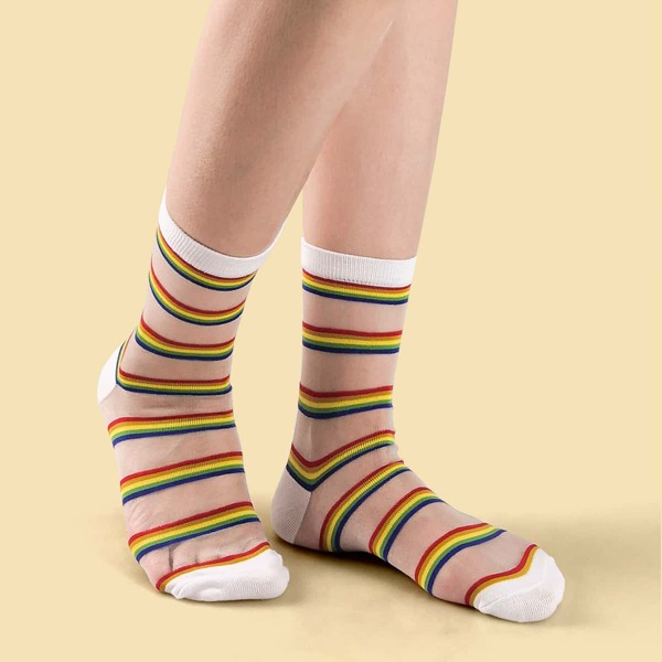 

Rainbow Stripe Pattern Socks, Multicolor
