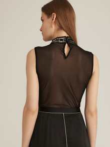 MOTF PREMIUM SEQUIN SHEER KEYHOLE NECK BODYSUIT - Black - View 2