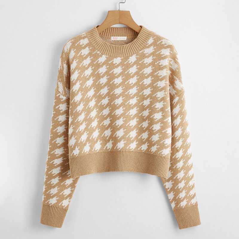 

Allover Pattern Drop Shoulder Sweater, Multicolor