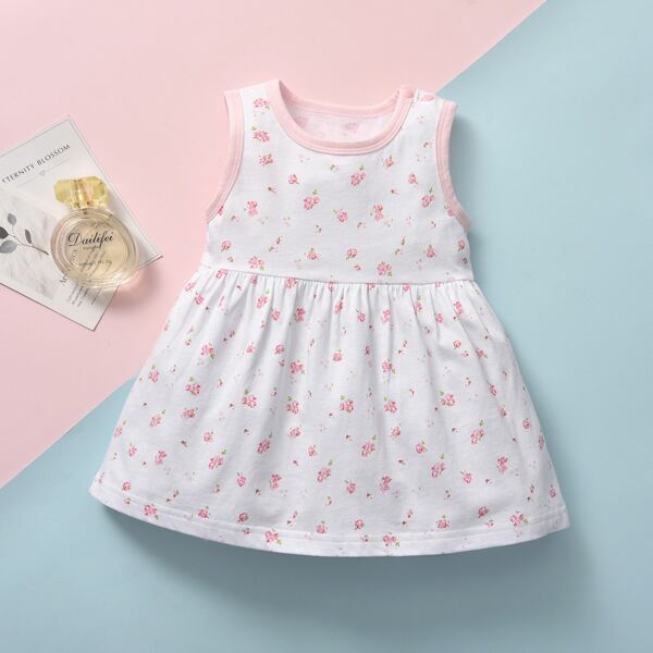 

Baby Girl Ditsy Floral Dress, White