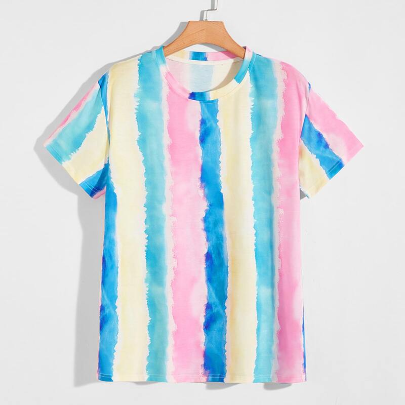 

Guys Tie Dye Striped Tee, Multicolor