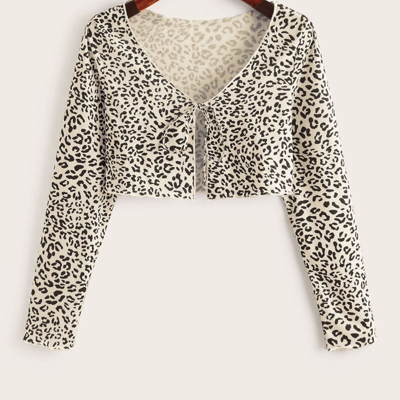 

Leopard Lace Up Crop Top, Multicolor
