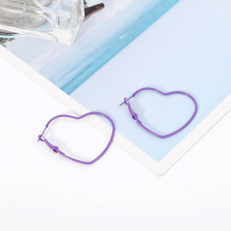 

Heart Shaped Hoop Earrings, Purple