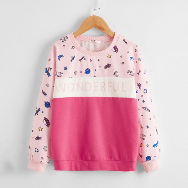 

Girls Galaxy Panel Letter Graphic Pullover, Multicolor