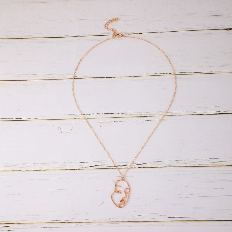 

Hollow Figure Chain Necklace, Gold