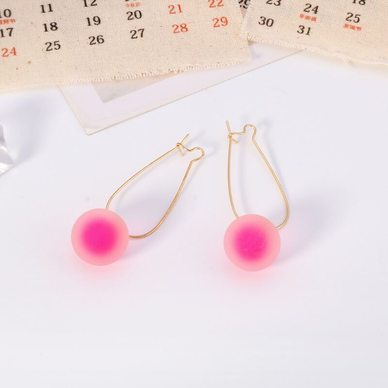 

Ball Shaped Hoop Earrings, Pink