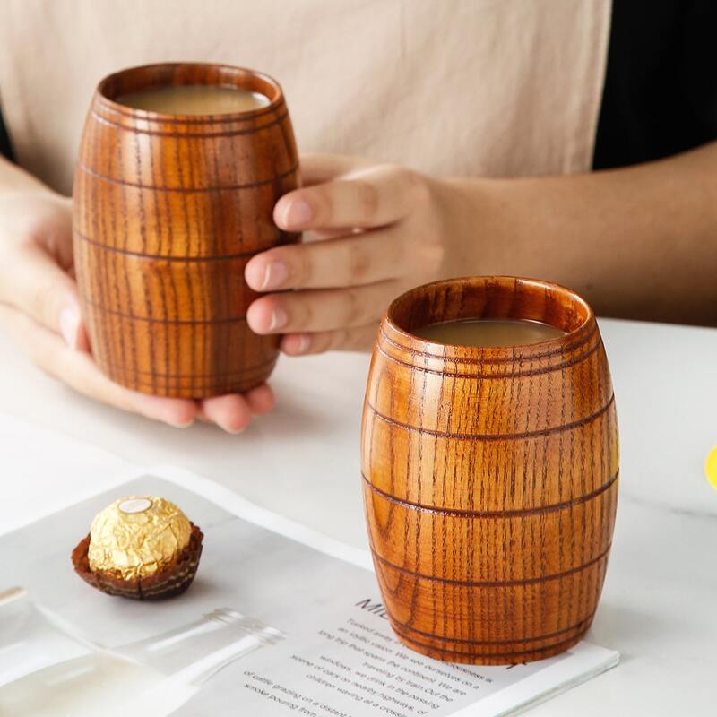 

1pc Wooden Tea Cup, Brown