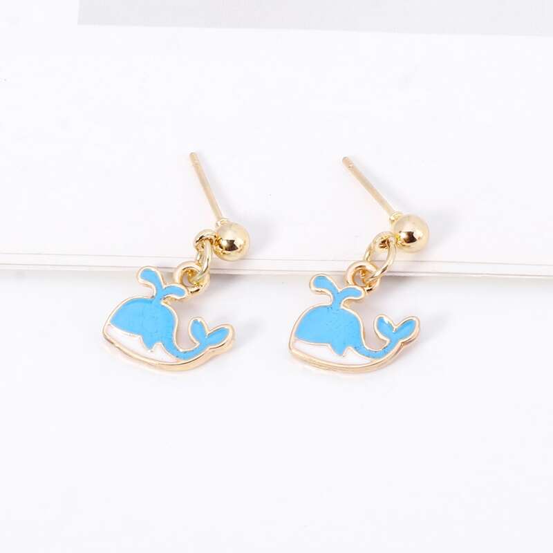 

Whale Design Drop Earrings, Blue