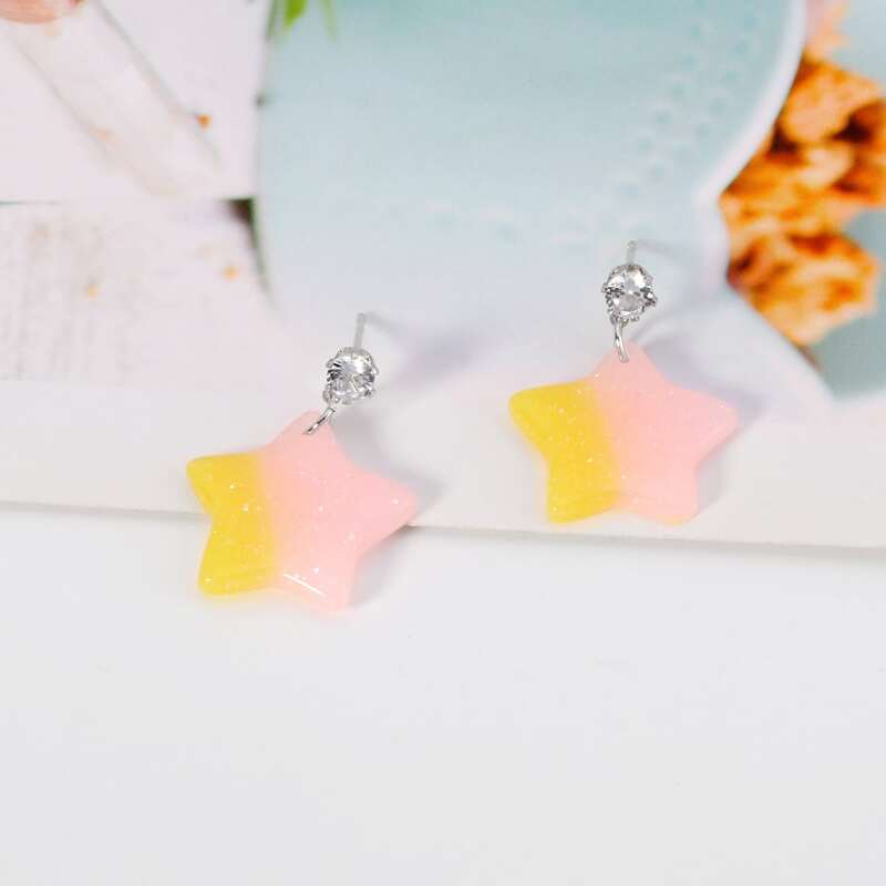 

Glitter Star Drop Earrings, Multicolor