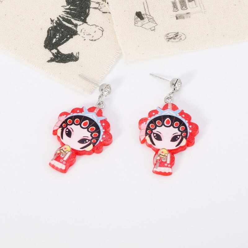 

Chinese Peking Opera Drop Earrings, Multicolor