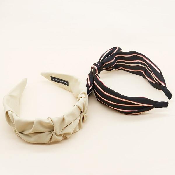 

2pcs Striped Pattern Hair Hoop, Multicolor