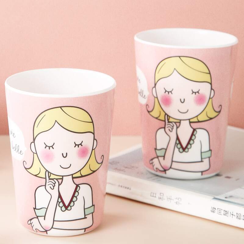 

1pc Cartoon Girl Print Cup, Multicolor