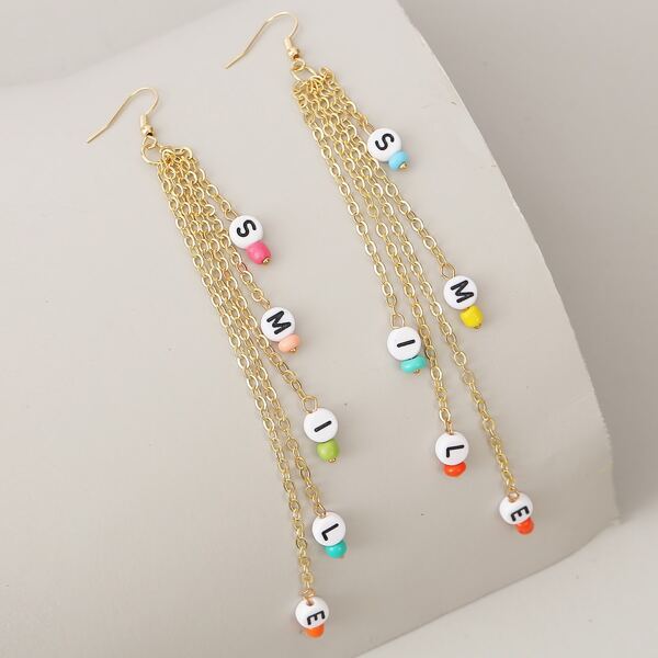 

Bead Chain Tassel Drop Earrings, Multicolor