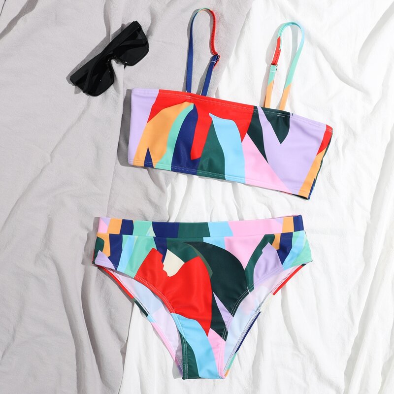 

Graphic Print Bikini Swimsuit, Multicolor