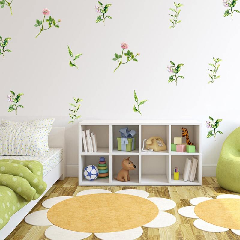 

6sheets Plant Print Wall Sticker Set, Multicolor