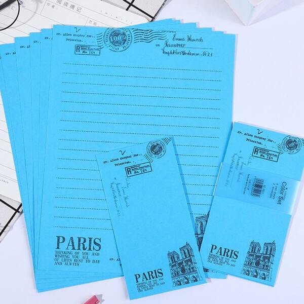 

3pcs Envelope & 6pcs Writing Paper, Blue