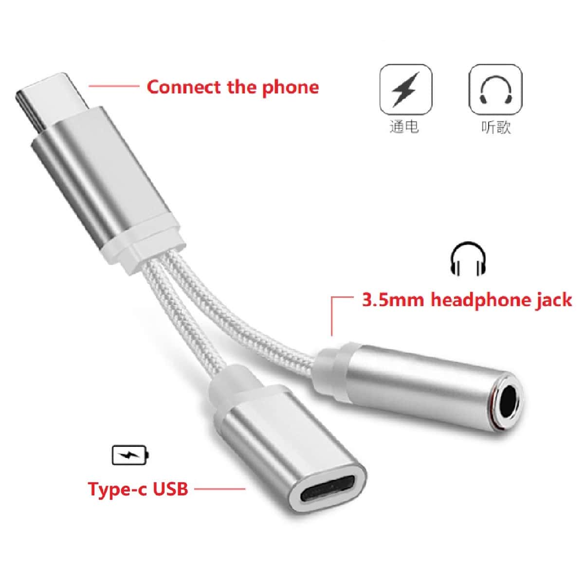 

Type-C Data Cable Adapter, Silver