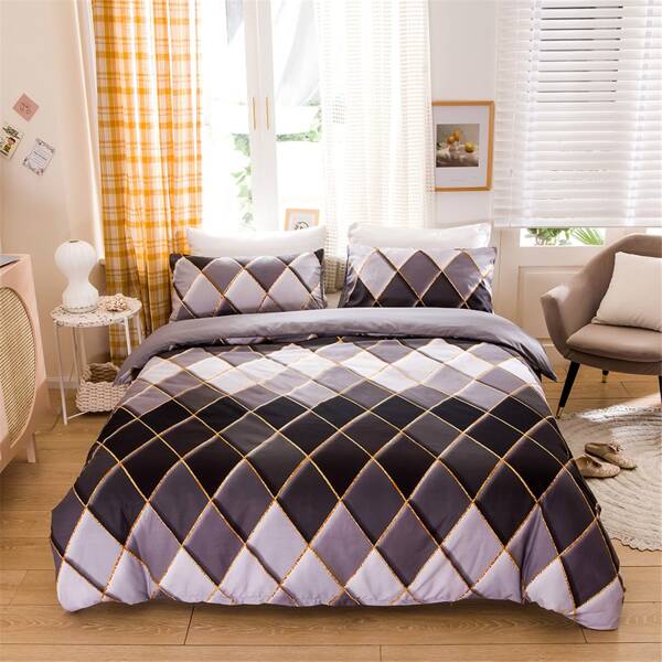 

Geometric Pattern Bedding Set Without Filler, Multicolor