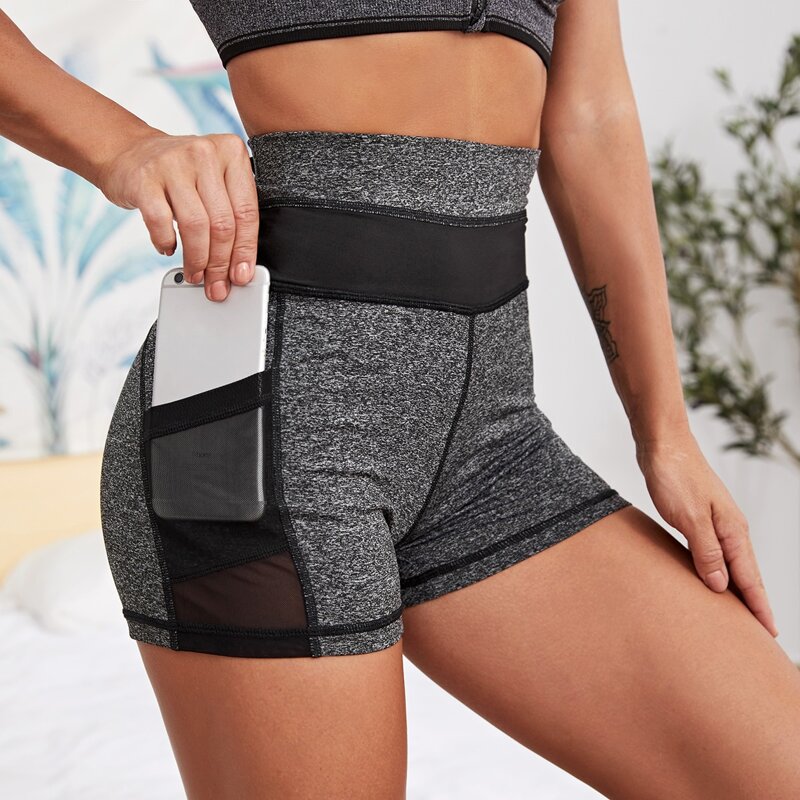

Wideband Waist Sports Shorts With Phone Pocket, Dark grey