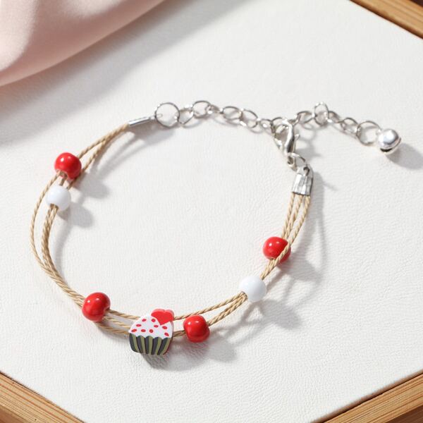 

Girls Colorful Bead Decor Bracelet, Multicolor