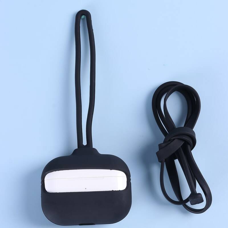

1pc AirPods Case With 2pcs Lanyard, Black