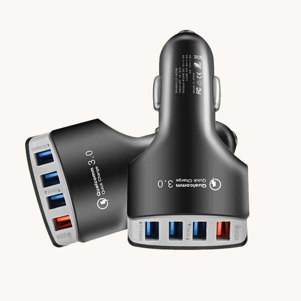 

1pc Four USB Port Quick Car Charger, Black